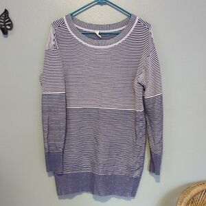 Daily Practice Anthropologie Ottoman Active Striped Purple Sweater Dress M